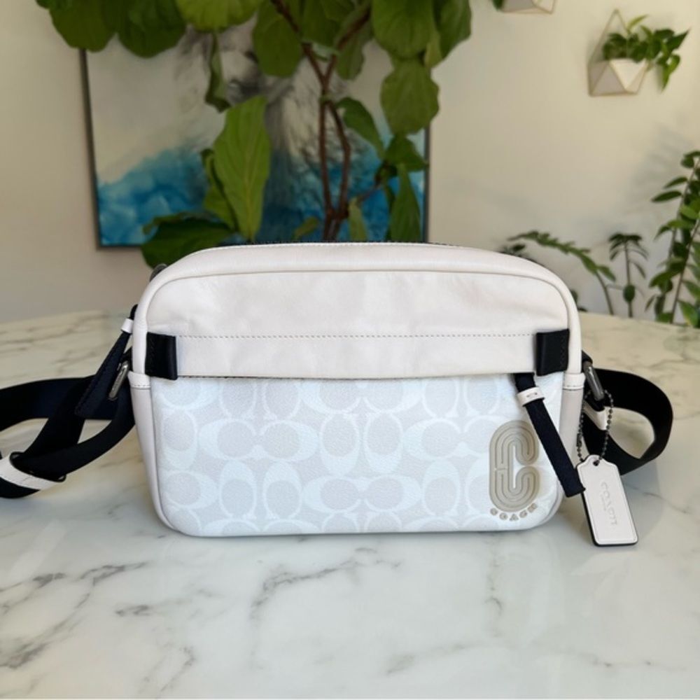 COACH Edge Crossbody In Signature Canvas & Leather 2338 Chalk White Black Bag
